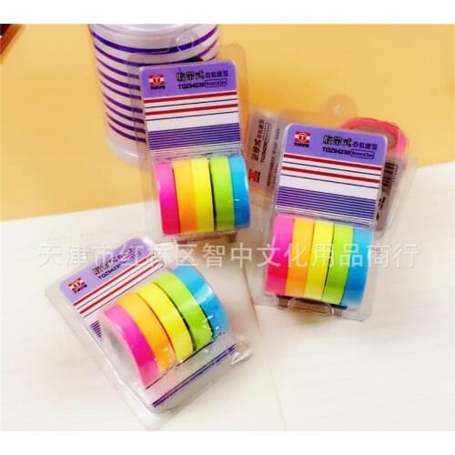 5PCS/Pack Candy Color Rainbow Striped Dots Washi Tape DIY Decorative Tape Color Paper Adhesive Tapes