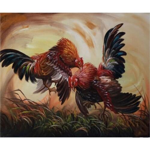 5D Diy Full Round Drill Diamond Painting Two Roosters Fighting Cross Stitch Diamond Embroidery Rhinestones Wall StickersZP-4398