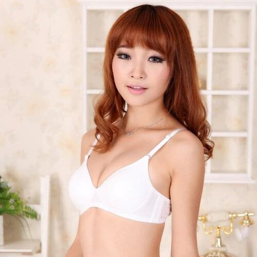 Breathable comfortable wireless buttons solid color young girl brief bra at home bra free shipping wholesale price