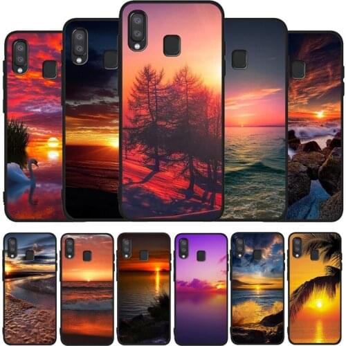 Sunrise & Sunset black soft phone Case For Samsung A10 20 30 40 50 30S 50S 60 70 M10 M30S M40 A31 51 71 A20E A10E A21S