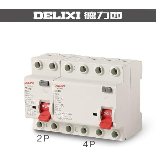 DELIXI Mini Leakage Protector CDL7 2P 63A Leakage Protection Switch Circuit Breaker DZ47L
