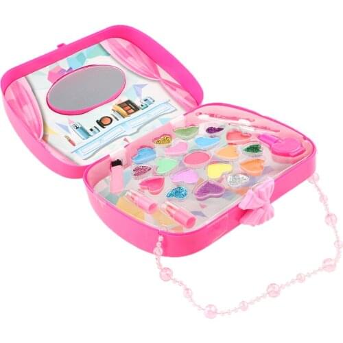 Girls All-in-One Deluxe Makeup Cosmetics Make Up Jewelry Box with Mirror Cosmetic Toys Pretend Play Game eyeshadow Lipstick