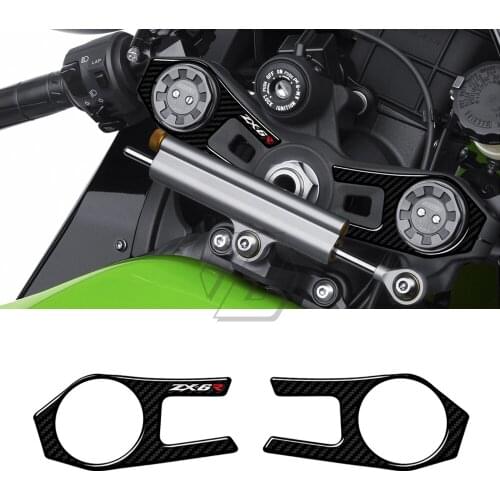 For Kawasaki ZX6R ZX-6R 2009-2011 3D Carbon Fiber Triple Tree Yoke Cover Protector Tank Pad