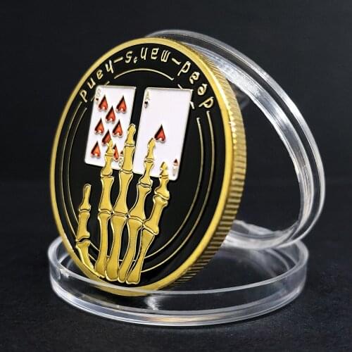 Casino Poker Chips Gold Plated Commemorative Coins Skeleton Hand Lucky Poker Card Guard Souvenir Gifts