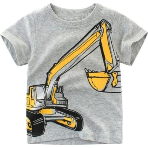 T-shirts Cartoon Print Baby Boys For Boys tshirt excavator car T Shirt For Summer For children Short Sleeve Top Tee
