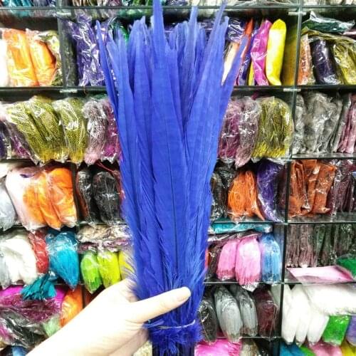 Hot Selling 22-24inches/55-60cm 100 Pcs Blue Pheasants Feathers Stage Performances Wedding Decoration Accessories
