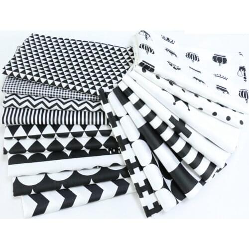 Syunss Cotton Patchwork Fabric for DIY Sewing Craft Quilting Tissue Kids Bedding Textiles Tilda Doll Cloth Black White Style