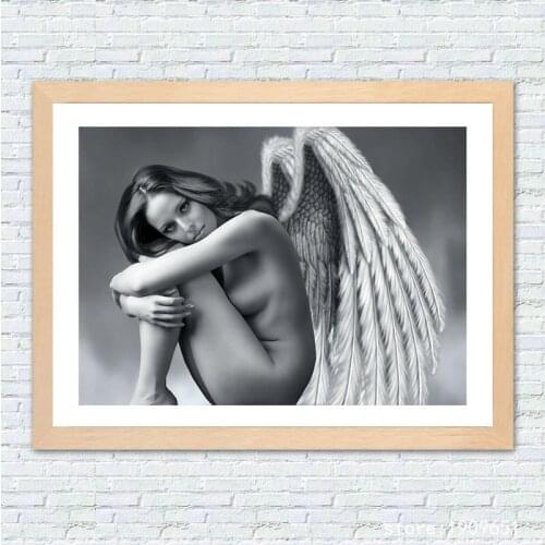 Cotton modern nude art wings girl oil painting canvas printings printed on canvas no frame home wall art decoration picture