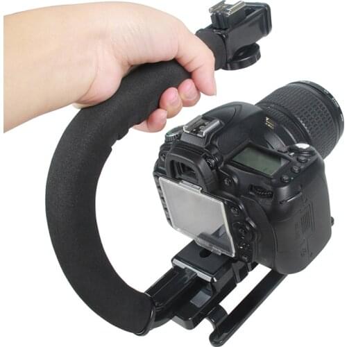 C-Grip Hot Shoe Mount Video Stabilizer Handle Grip Rig for Canon Nikon Sony DSLR Camera for iPhone 7 plus Smartphone DV