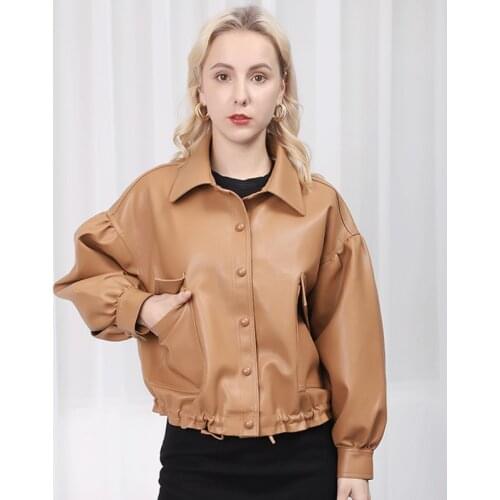 2021 Spring New Women Fashion Plus PU Leather Soft Zipper Jackets Thick Plush Lining Loose Coat Moto Bikers Punk Female Jacket