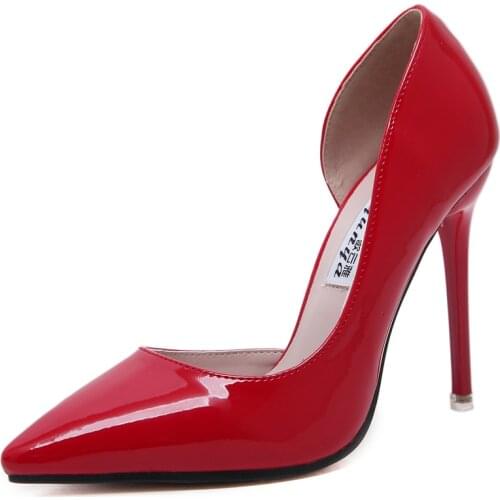 Patent Leather Woman Pumps Red Apricot Black Sexy High Heels Women Basic Pump 2021 New Women Heels 11 Cm Stiletto Wedding Shoes