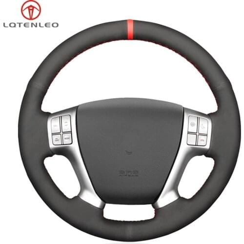 LQTENLEO Black Suede Hand Sewing Car Steering Wheel Cover For Hyundai ix55 2007-2013 Veracruz 2007 2008 2009 2010 2011 2012
