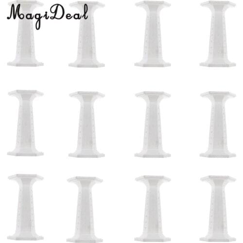 MagiDeal Delicate 12Pcs Hexagonal Column Pedestal Statue Alabaster Sculpture for Wedding Party Baby Shower Home Decor 3/6/4.5/9