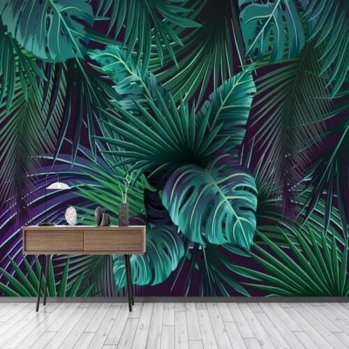 Milofi custom 3D wallpaper mural European retro plant rainforest banana leaf background wall living room bedroom decoration pain