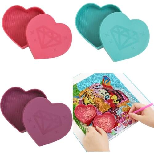 DIY Multifunctional Point Drill Plate Disk Heart-Shaped Diamond Painting Tray Box Cross Stitch Storage Baffle Embroidery Case