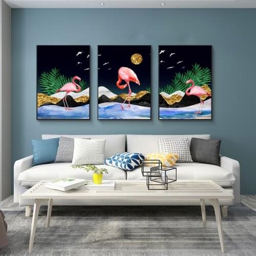 Modular Hd Prints Pictures Flamingo Forest Home Decor Tree Cartoon Paintings Canvas Poster Wall Art For Living Room No Frame