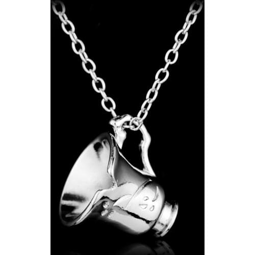 MQCHUN Once Upon A Time Rumbelle Bella Clip Tea Cup Pendant Charm Necklace Statement Chain Necklace 2017