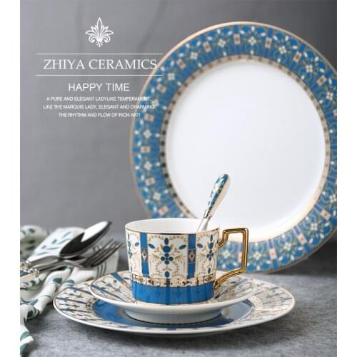 EECAMAIL Gilt Years European Bone Porcelain Coffee Cup Set English Afternoon Teacup Saucer Creative Ceramic Dessert Plate