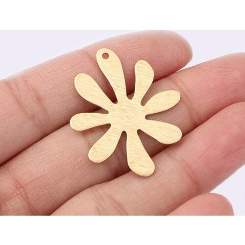 20pcs Raw Brass Flower Charm Sunflower Pendant For DIY Jewelry Necklace Making Finding
