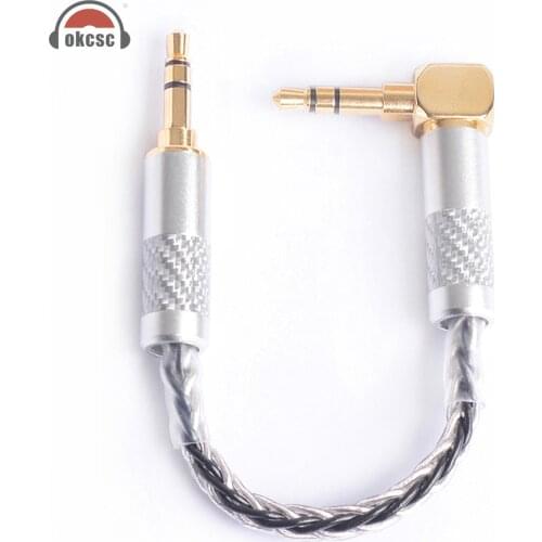 OKCSC 8 Cores OFC Audio Cable 3.5mm Elbow Male to 3.5mm Straight Male Output AUX Adapter Cables for Players Headphone Amplifier