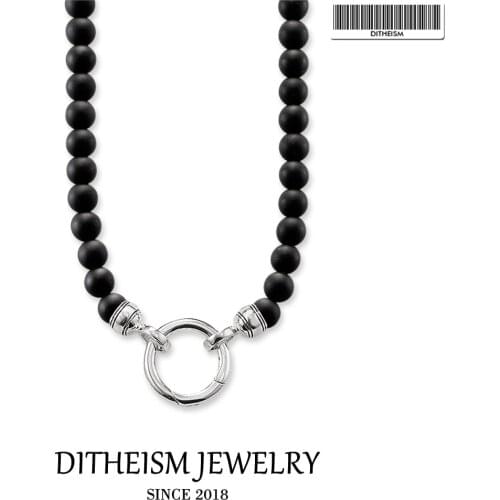 Beads Necklace Obsidian Pendant Carrier, 2018 New Fashion 925 Sterling Silver Jewelry European Punk Gift For Men Women Boy Girls