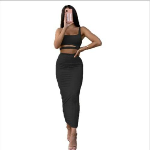 Dresses 2021 New Design Hot Womens Clothing Dress Fashion Sexy Pleated Hollow Two Piece Skirt