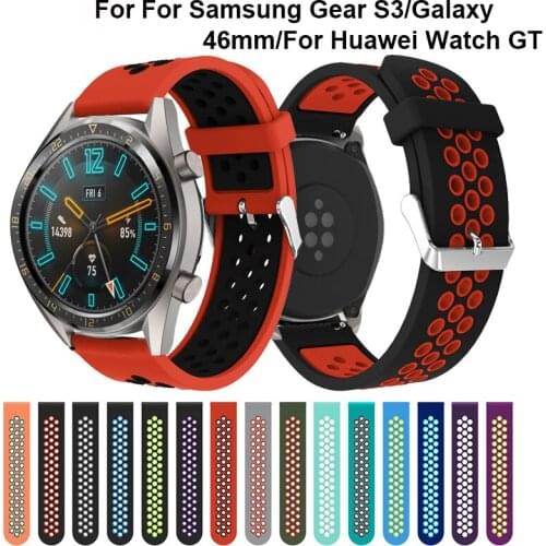 22mm silicone Watch Band For Huawei Watch GT Strap Replace for Samsung Gear S3 Frontier Classic Wristband breathable Bracelet