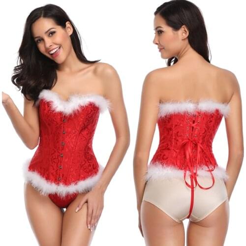 Christmas Corsets Santa Costume Sexy Burlesque Bustier Women Slimming Sheath Tops Waist Cincher Body Shaper Corselet Shapewear