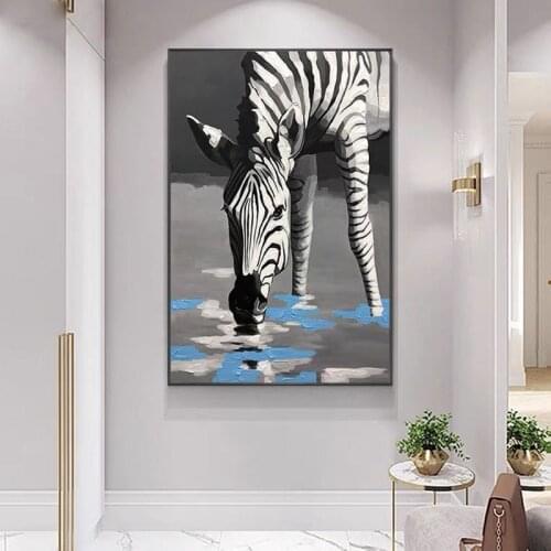 Handpainted animal Oil Painting Wall Art Zebra Picture Modern picture On Canvas home Decoration For Living Room Office decora