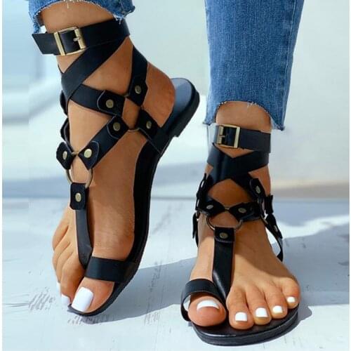 Leather Flat Heel Thong Beach Shoes Summer Clip Toe Sandals Women Flip-flops Slippers Fashion Snake Pattern Ankle Strap Sandals
