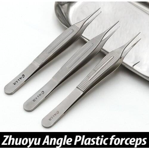 Stainless steel eyelid forceps 12.5cm double eyelid tool plastic forceps with tooth fat tweezers Edison tweezers