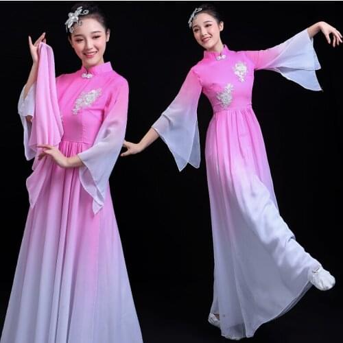 Modern National Women Yangko Dance Costume for Stage Female Fan Dancewear Lady Stage Performance folk Umbrella Dance Dress 90