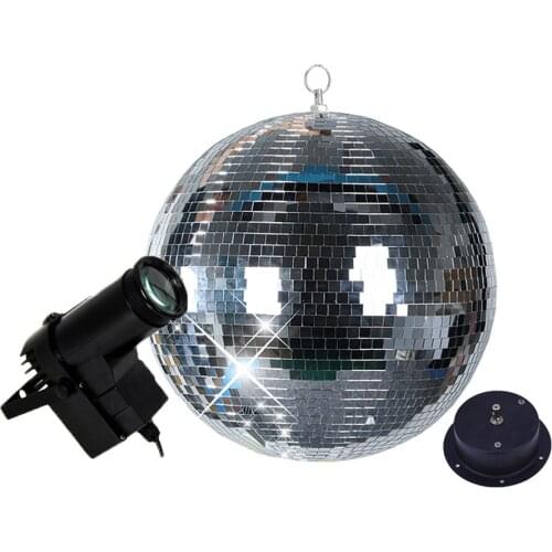 Thrisdar Dia25CM 30CM Rotating Glass Mirror Disco Ball + Motor + 10W RGB Beam Pinspot Party KTV Bar Xmas Mirror Ball Stage Light