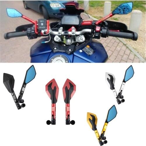 Universal Motorcycle Mirrors Blue glass Anti-vertigo moto Accessories CNC Rearview Side Mirrors Mounting Tool Bolts 8mm 10mm