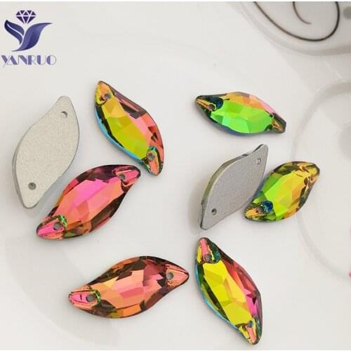 YANRUO 3254 Leaf Crystal Vitrail Medium Sew On Rhinestones Flat Back Sewing Crystal Stones For Clothes Jewley Making