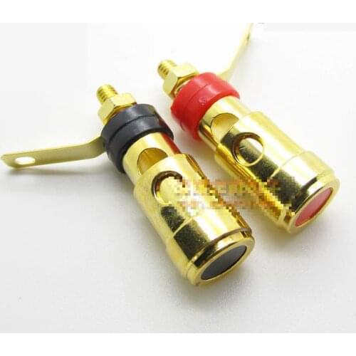1pairs/lot Length 40mm Gold Plating Binding Post Self Locking Pressing Type For Speaker Audio Connector