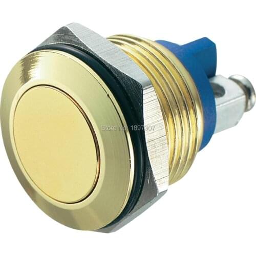 10 Pieces 16mm 36V/DC 2A Screw Terminal Golden Gold Anodized Push Button Switch