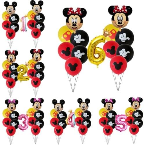 13pcs Birthday Party Decorations Balloon Set Decor Minnie Mickey Mouse Baby Shower Kids Toys Air Globos 32inch Number Balloons