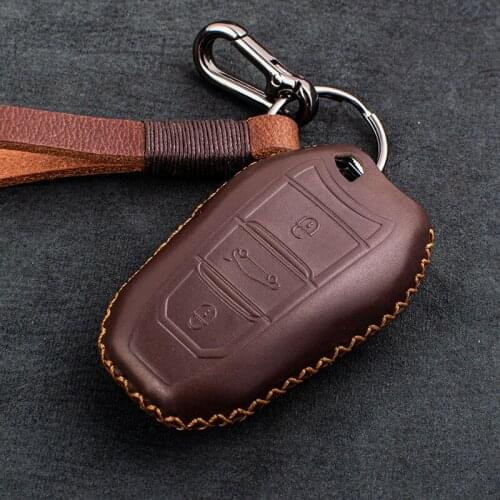 1X Genuine Leather Car Key Case Key Cover For Citroen C5 C4L C4 Sega C6 C3-XR Elysee Smart Car Accessories