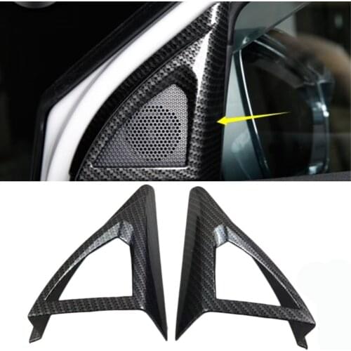 2PCS Carbon fiber style Inner Front Door Speaker Cover Trim For Peugeot 5008 2017 2018 Car modeling