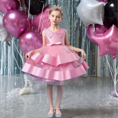 2021 Formal Big Bow First Birthday Dress For Baby Girl Clothes Dress Multilayer Mesh Princess Dresses Party Ball Gown 1 2 8 Year