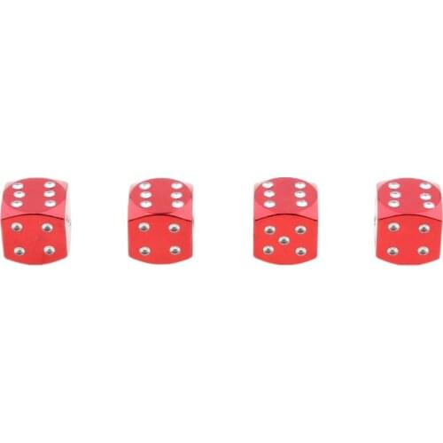 4x Dice Tyre Wheel Rim Tire Air Valve Stem Cap Cover Car Motorcycle Red