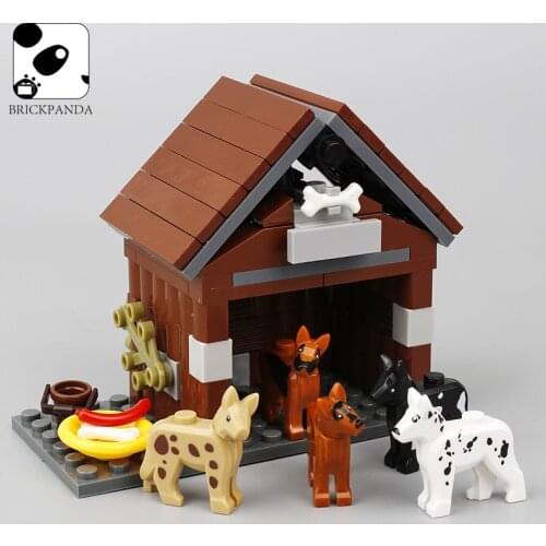DIY City House Accessories Building Blocks Plant Kennel Cute Animal Friends Figures Pets Spotted Dogs Military Parts Brick Toys