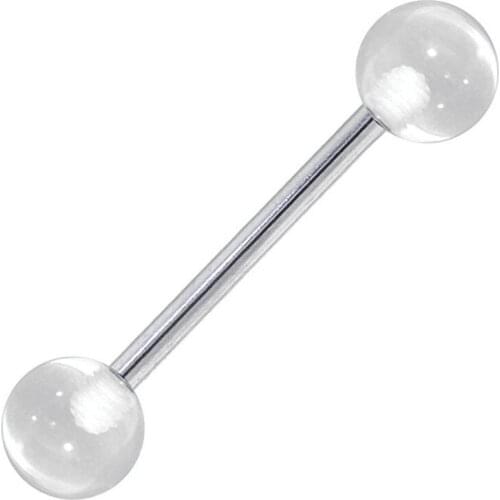 Free Shipping 100pcs Body Jewelry Acrylic Clear Ball Tongue/ Nipple Ring Barbells Bar 14G~1.6mm Retainers Piercing Jewelry