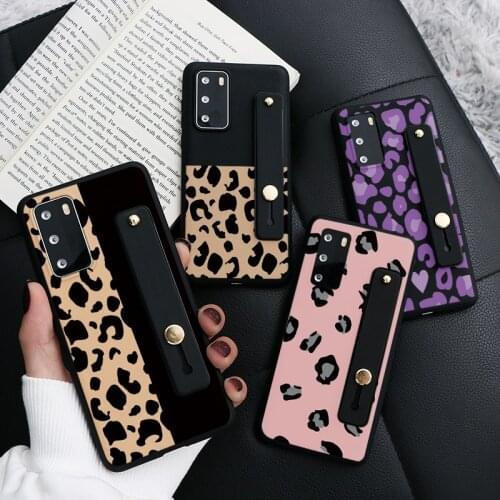 Leopard Print Case For Huawei P40 P30 P20 P10 Mate 30 20 10 Lite E Pro Plus Y6 Y7 Y9 P Smart Z 2019 2020 2021 Wrist Strap Covers