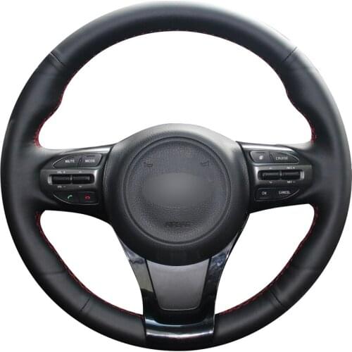 Black Natural Leather Car Steering Wheel Cover for Kia K5 Optima 2014 2015
