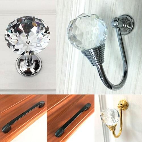 Decorative Clothes Towel Hook Crystal Bath Towel Robe Hook Chrome Finish Bag Coat Hanger Keys Jewellery Rack for Wall Cabinet