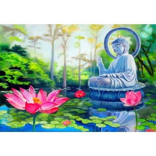Diy Handwork 5D Diamond Mosaic Diamond Painting Buddha lotus picture of Rhinestones Full Diamond Embroidery Sale art Decor TY205