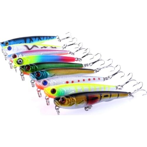 HENGJIA 1PC 9 Colors 7CM 6.7G Pencil Fishing Lure Top Water Hard Plastic Fishing Bait Pesca Crank Bait Fishing Tackle