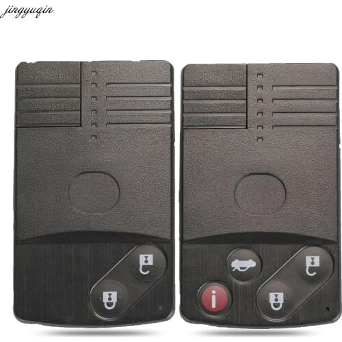 Jingyuqin Remote Car Key Case Shell For Mazda 5 6 CX-7 CX-9 RX8 Miata MX5 2/4 Buttons Smart Card Uncut Blade FOB Replacement